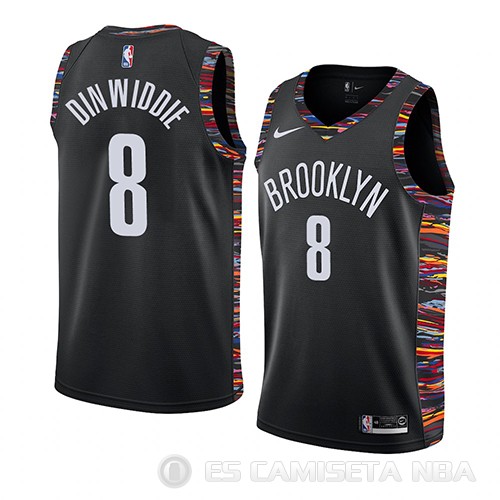 Camiseta Spencer Dinwiddie #8 Brooklyn Nets Ciudad 2019 Negro - Haga un click en la imagen para cerrar